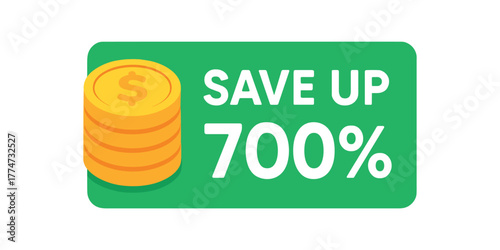 save up banner flat vector illustration isolated