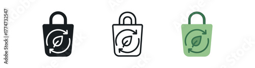 eco friendly lifestyle icon on white background Black silhouette flat icon outline icon and colored icon style three minimal vector icon style