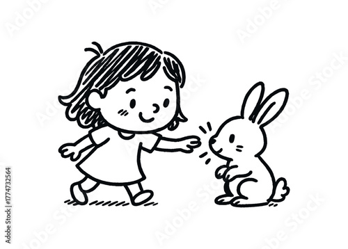 handdrawn cute doodle style interaction vector line illustration