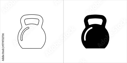 Kettlebell in black and white illustration