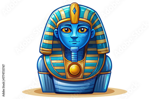 Blue faience ushabti statue used in pharaoh tombs as servant figures for the afterlife