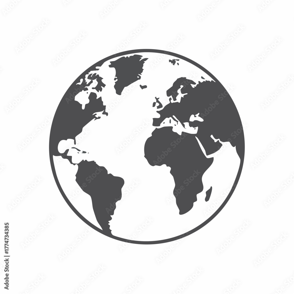 Fototapeta premium World globe illustration simple icon of earth for global concepts