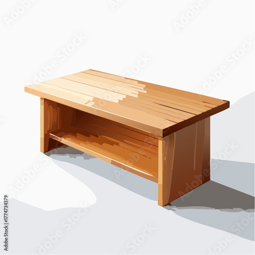 Wooden table illustration isolated on a white background with copy space