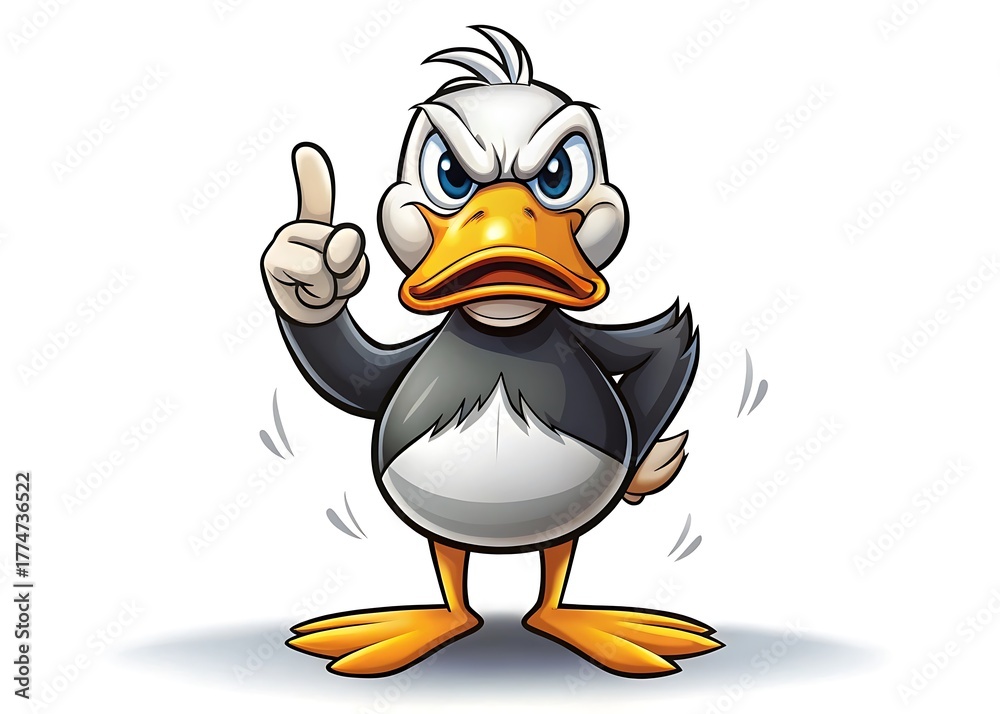 Obraz premium Angry Cartoon Duck Pointing