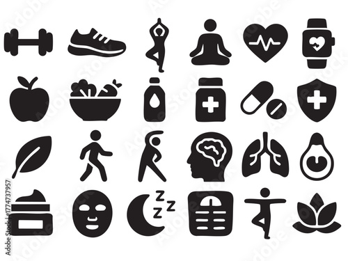 fitness and gym thin line icons 