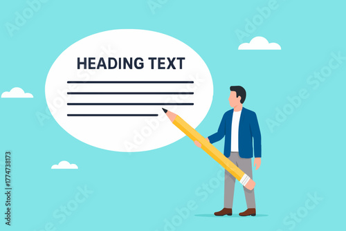 written communication, businessman writing communication message on speech bubble, communicate via message or text, Email writing skill for career success, make online newsletter for company promotion