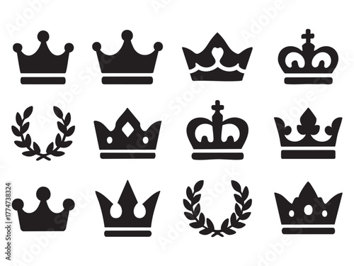 Crown icons set. Crown symbol collection. Vector illustration 

