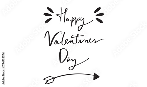 Happy valentine day text font calligraphy hand written lettering script black color object happy valentine day love romantic february month 14 fourteen day date happy valentine day romance banner art