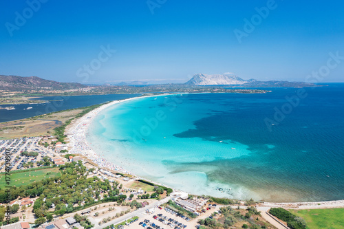 Aerial view to La Cinta beach, San Teodoro, Sassari, Sardinia, Italy