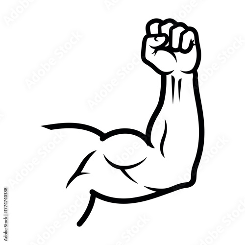 Strong arm flexing muscle fitness gym icon