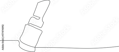 Lipstick continous one line illustration. Minimalist outline drawing of lipstick. Easily editable