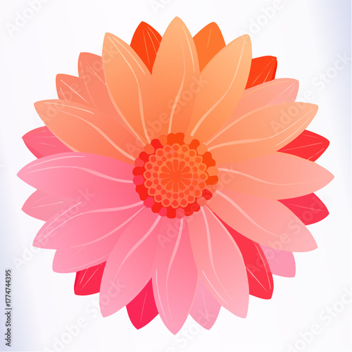 Vibrant colorful flower illustration on white background floral vector design