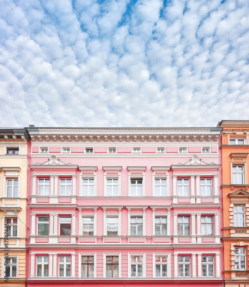 Fototapeta premium Facade of old residential building in Szczecin, Poland.