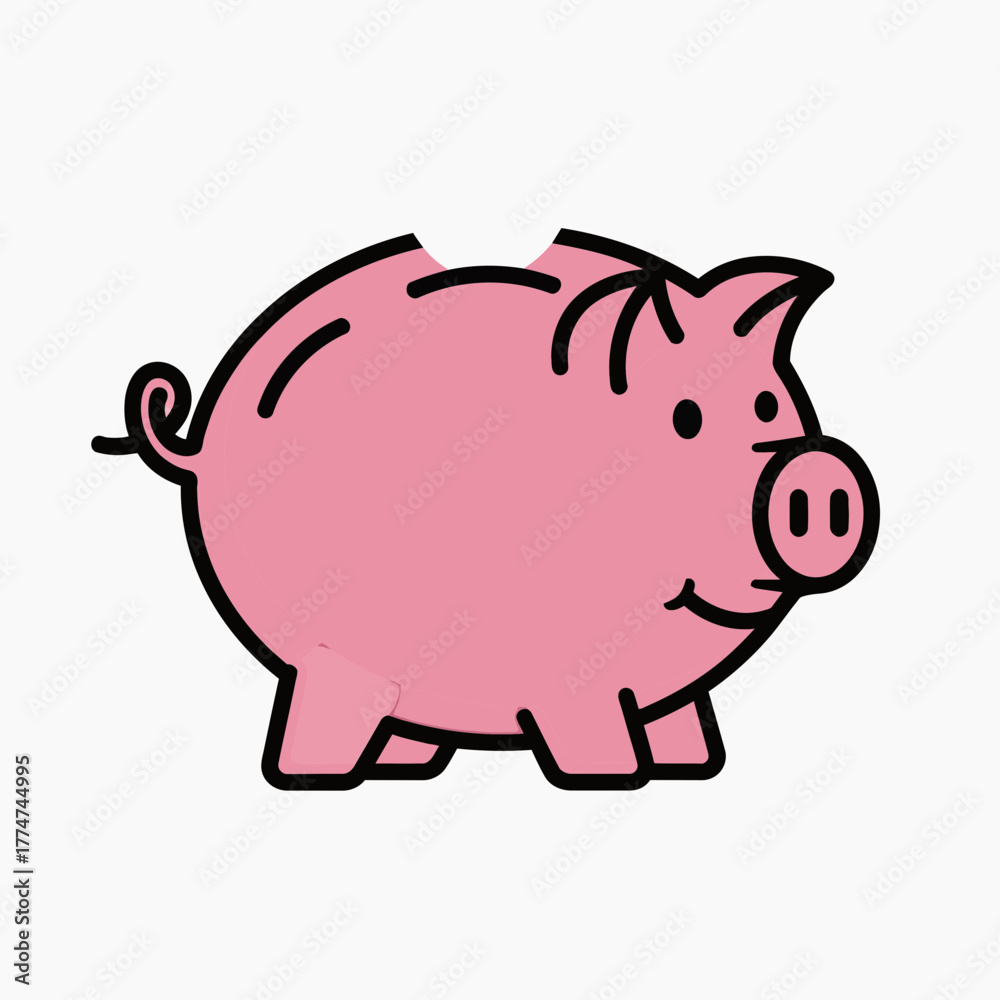 Fototapeta premium Pink Piggybank Illustration Representing Money Saving and Personal Finance Goals