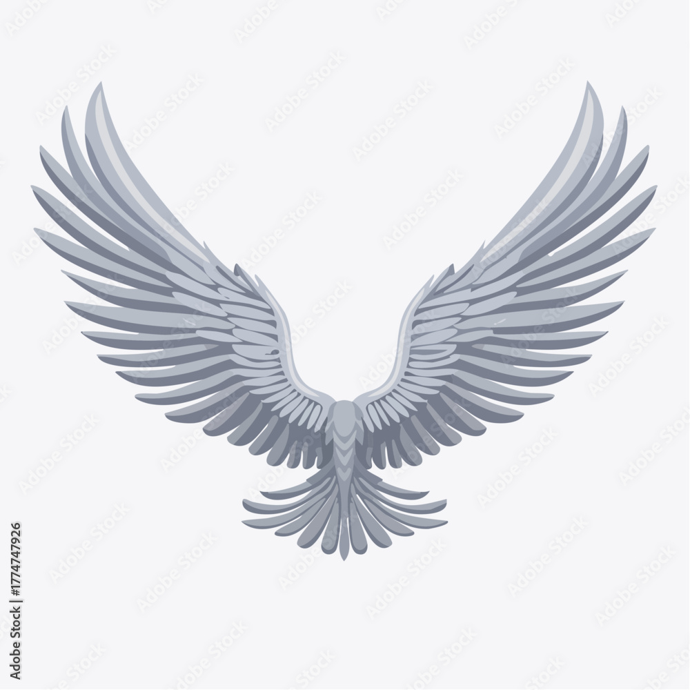 Obraz premium Stylized silver eagle with outstretched wings vector illustration