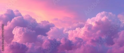 Vibrant Pink and Purple Sunset Clouds: Ethereal Sky Panorama with Dreamy Hues