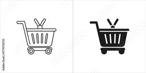 Shopping cart icon set, black and white versions