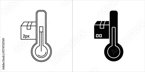 Thermometer with a box icon, showing temperature measurement