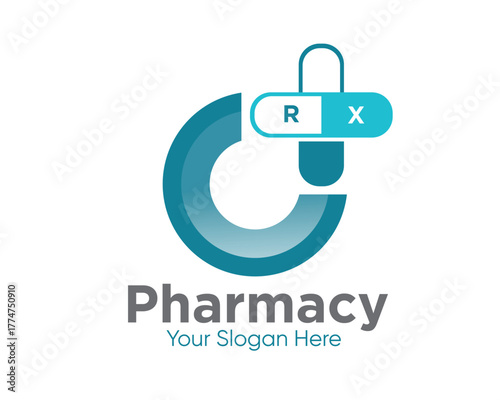 rx pharmacy care logo designs