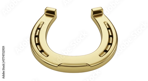 Find your luck with a golden horseshoe for good fortune charm on transparent background