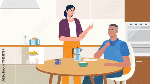Couple Enjoying Breakfast Together in Cozy Kitchen