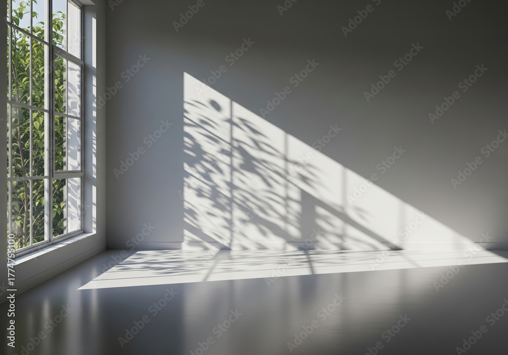 Obraz premium Abstract play of light and shadows in a modern room near window