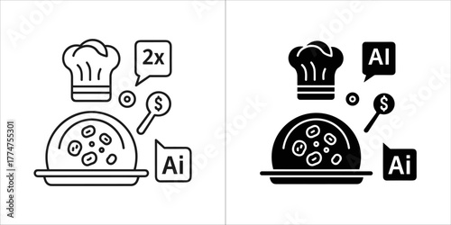Black and white voltage meter icon