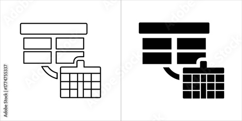 Welding machine icon in black and white style