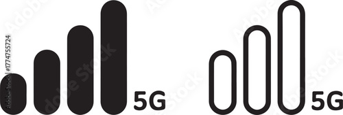 Black signal bars and 5g text technology connectivity