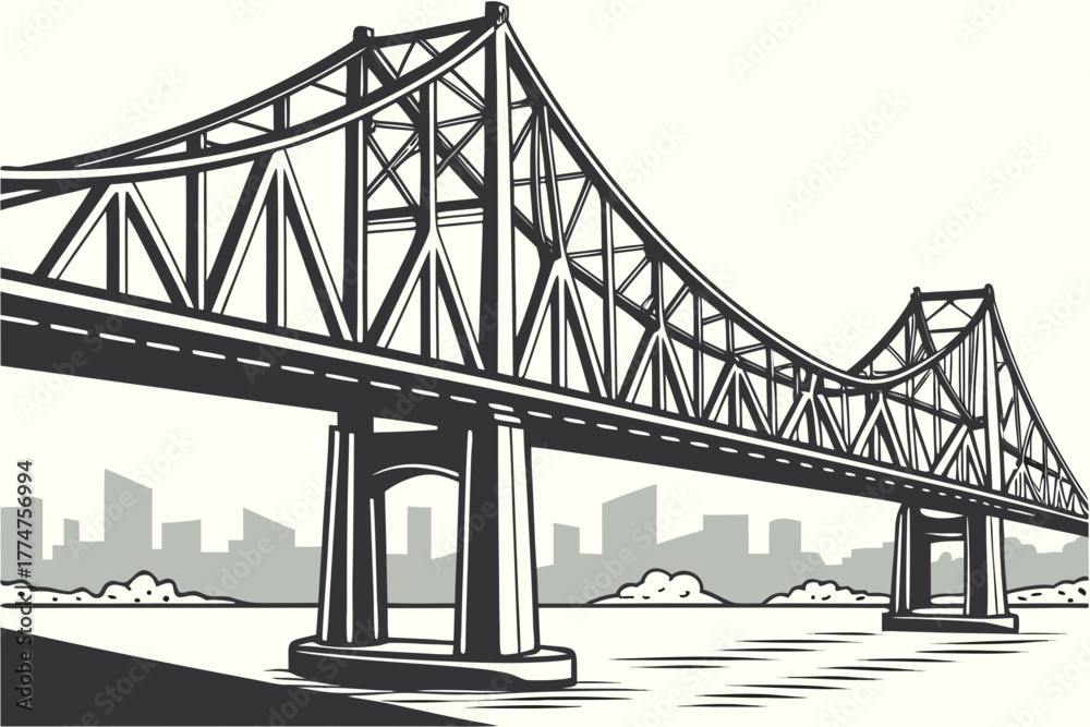 Obraz premium Large steel bridge over the Mississippi River in St. Louis, Missouri.