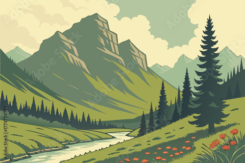 Mountain valley in Banff National Park Canada