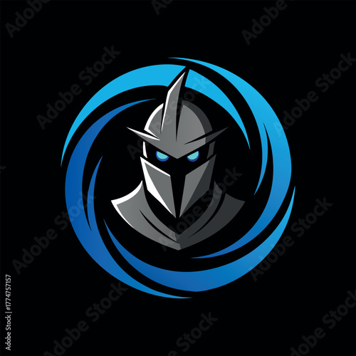Knight Helmet Inside a Glowing Vortex Esport Logo Vector