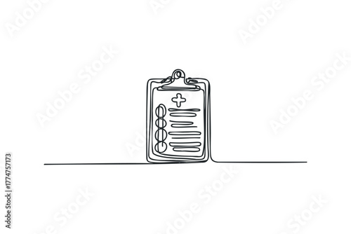 Medical clipboard with checklist and cross symbol