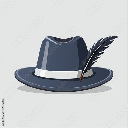 Stylish hat with feather illustration for fashion design or creative projects