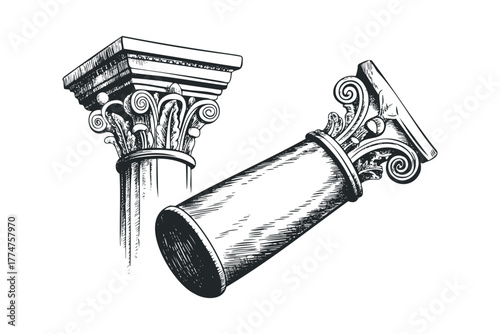 Classical Corinthian Column Capital Fragment