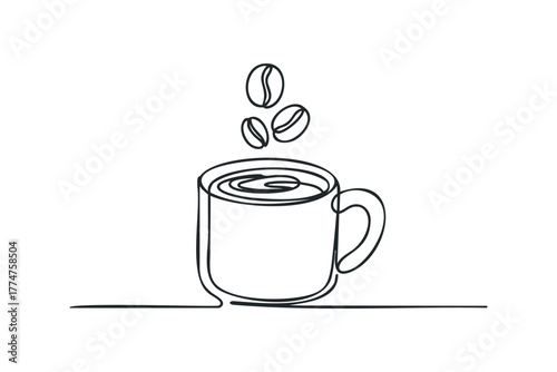 Hot Coffee Cup with Beans Artwork