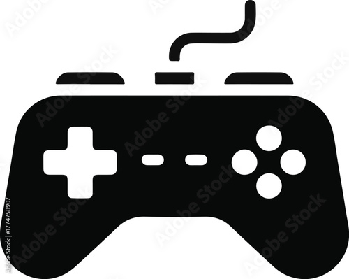 Stylized Black Video Game Controller Icon gaming joystick