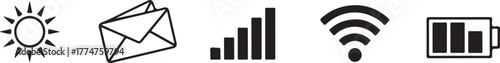 Sun envelope signal wifi battery icons vector