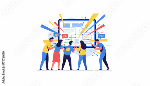 Dynamic Team Brainstorming, Analyzing Complex Data Flow and Strategic Problem Solving on a Digital Whiteboard.