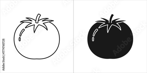 Tomato outline and silhouette for design element