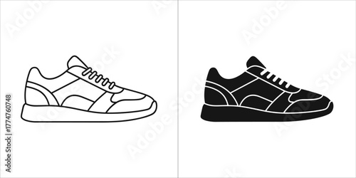 Pair of sneakers in black and white