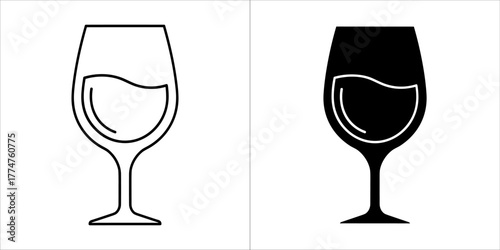Wine glass icon in black and white