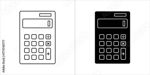 Calculator icon in black and white
