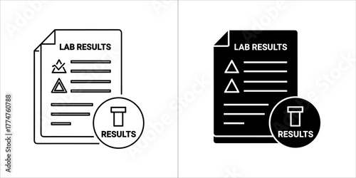 Lab results document, medical test icon concept