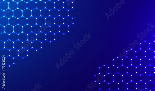 Glowing futuristic hexagonal background, technological and modern feel design for any tech purposes. 