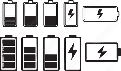 battery charge level. battery Charging icon set design eps