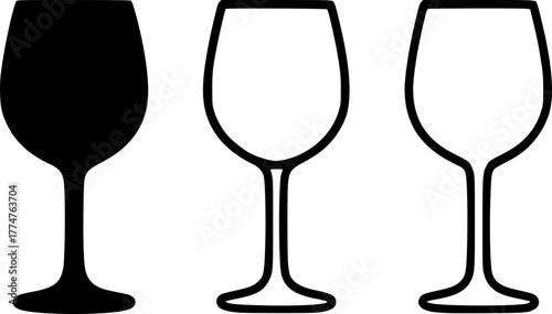 Set of wine glass silhouette sign, symbol, vector, art