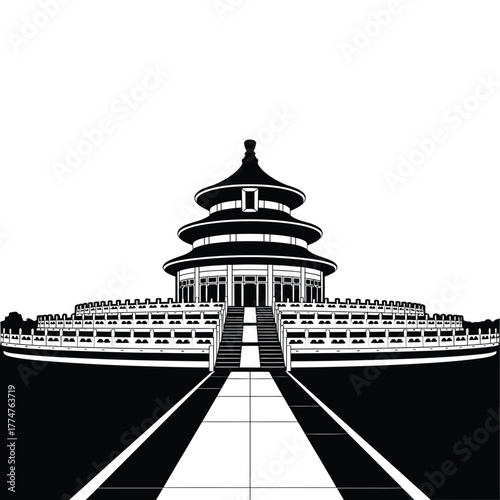 Striking silhouette of the temple of heaven in beijing china