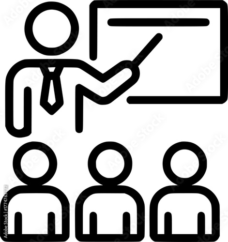Teacher teaching pupils sign, symbol, vector, art