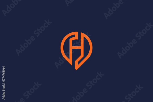 Letter H Logo with Location Icon Design Vector Template